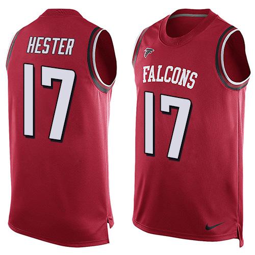 Falcons #17 Devin Hester Red Team Color Men's Stitched NFL Limited Tank Top Jersey